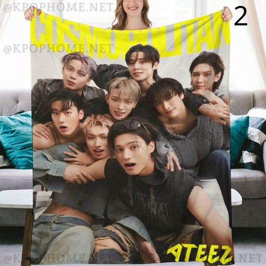 Ateez Group Blanket, Ateez Flannel Throw Blanket, Gifts for Atiny