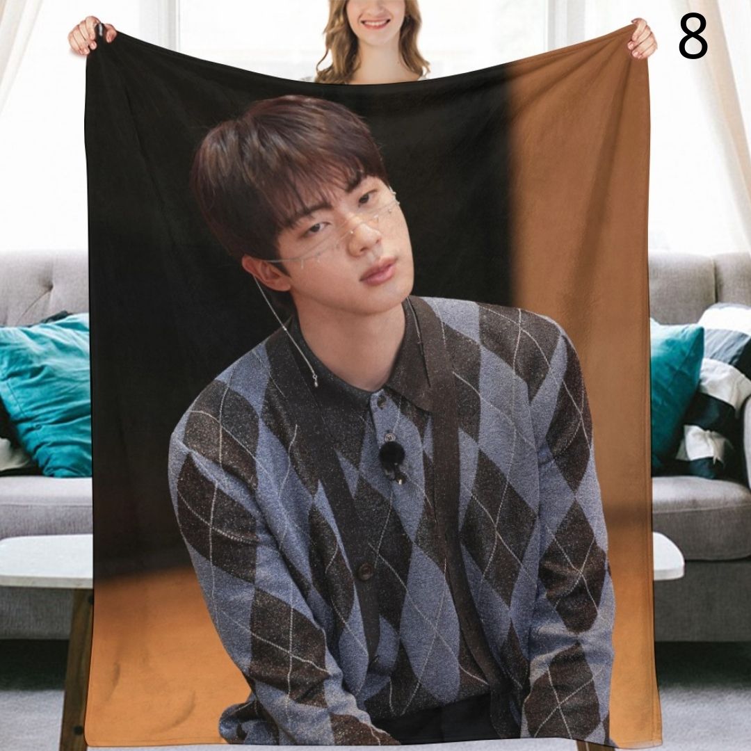 BTS Jin Blanket, BTS Bangtan Boys Flannel Throw Blanket, Gifts for Army