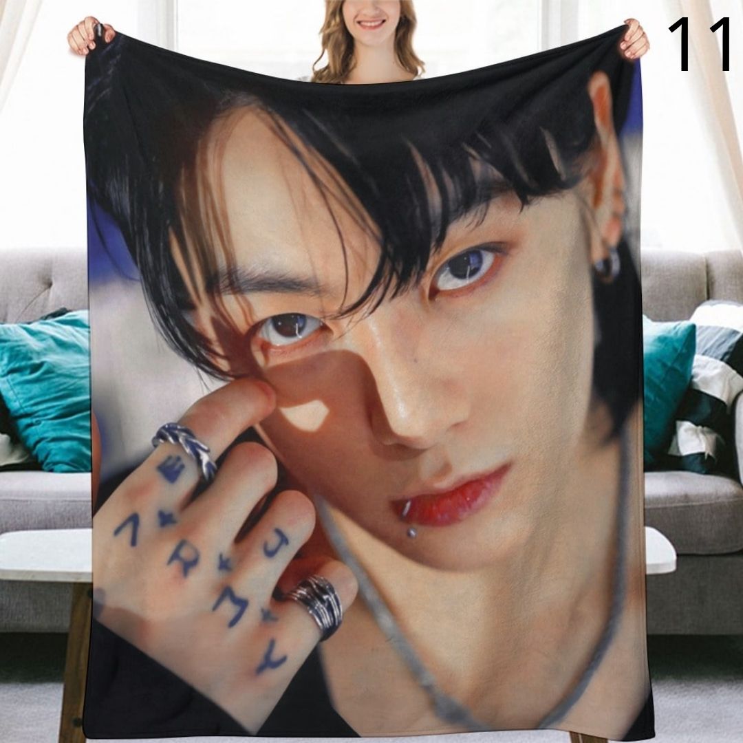 BTS Jungkook Blanket, BTS Bangtan Boys Flannel Throw Blanket, Gifts for Army