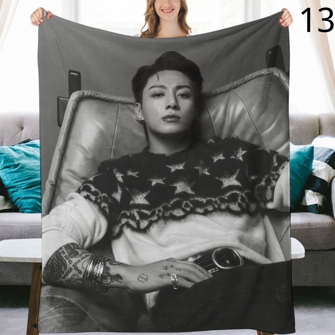 BTS Jungkook Blanket, BTS Bangtan Boys Flannel Throw Blanket, Gifts for Army
