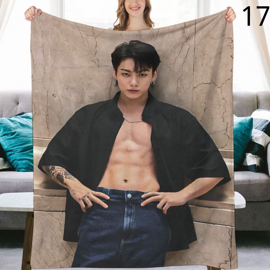 BTS Jungkook Blanket, BTS Bangtan Boys Flannel Throw Blanket, Gifts for Army