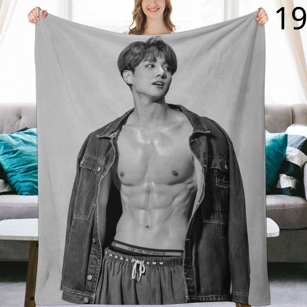 BTS Jungkook Blanket, BTS Bangtan Boys Flannel Throw Blanket, Gifts for Army