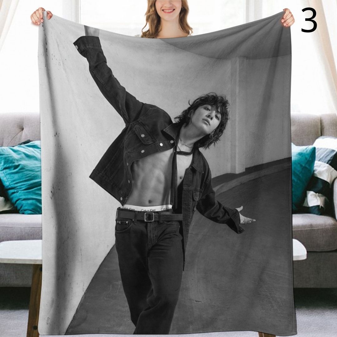 BTS Jungkook Blanket, BTS Bangtan Boys Flannel Throw Blanket, Gifts for Army