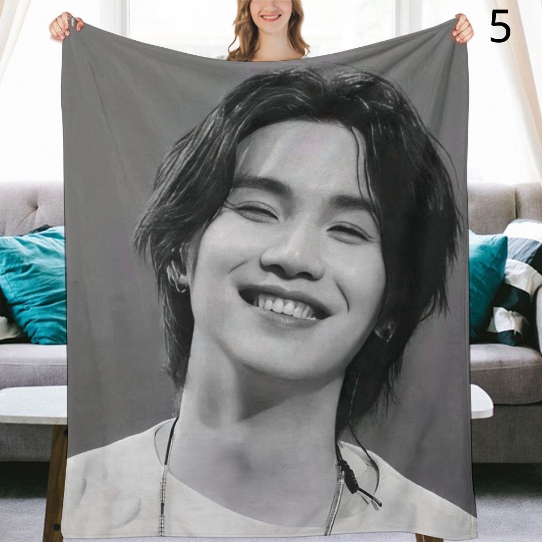 BTS Yoongi Suga Blanket, BTS Bangtan Boys Flannel Throw Blanket, Gifts for Army