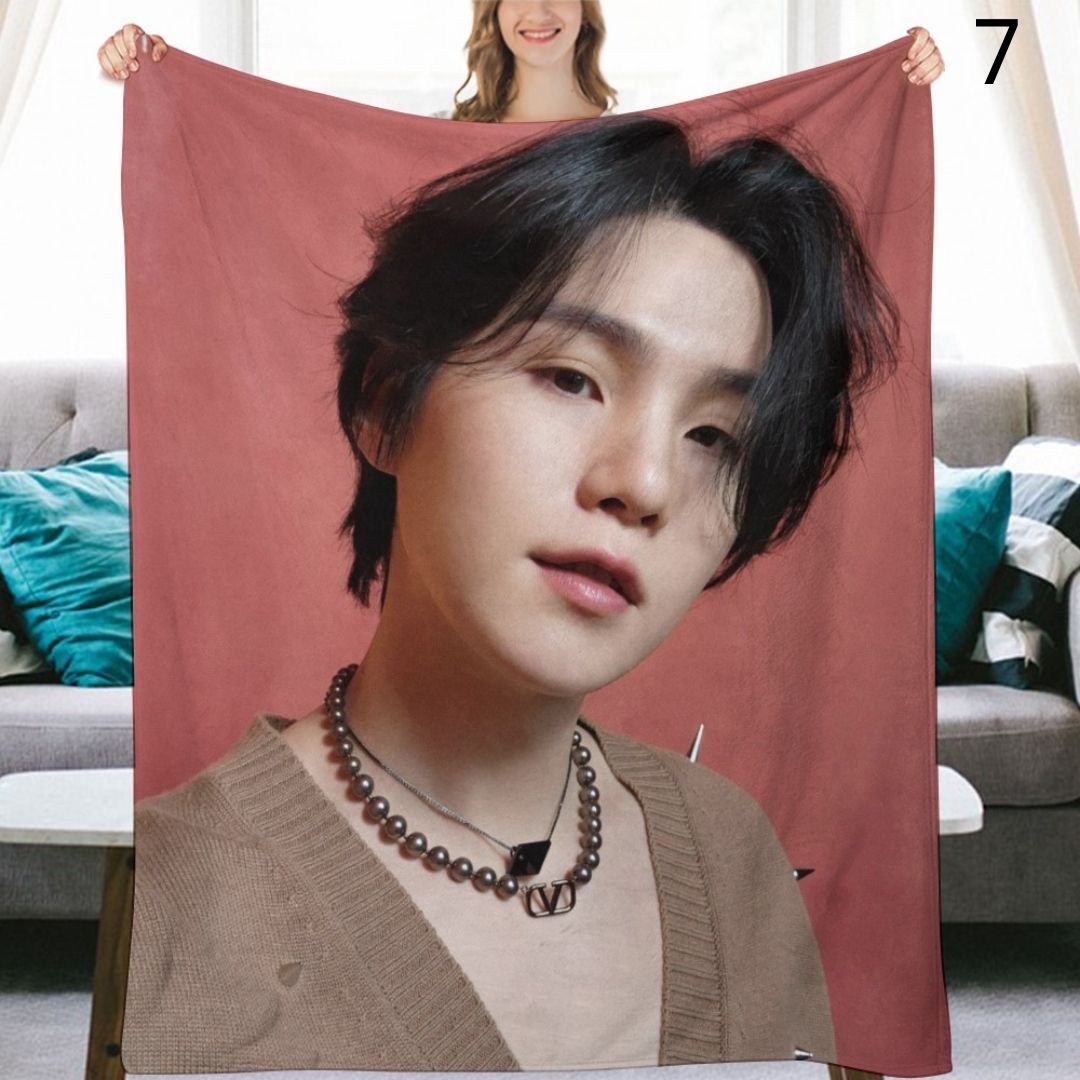 BTS Yoongi Suga Blanket, BTS Bangtan Boys Flannel Throw Blanket, Gifts for Army