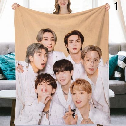 BTS Group Blanket, BTS Bangtan Boys Flannel Throw Blanket, Gifts for Army