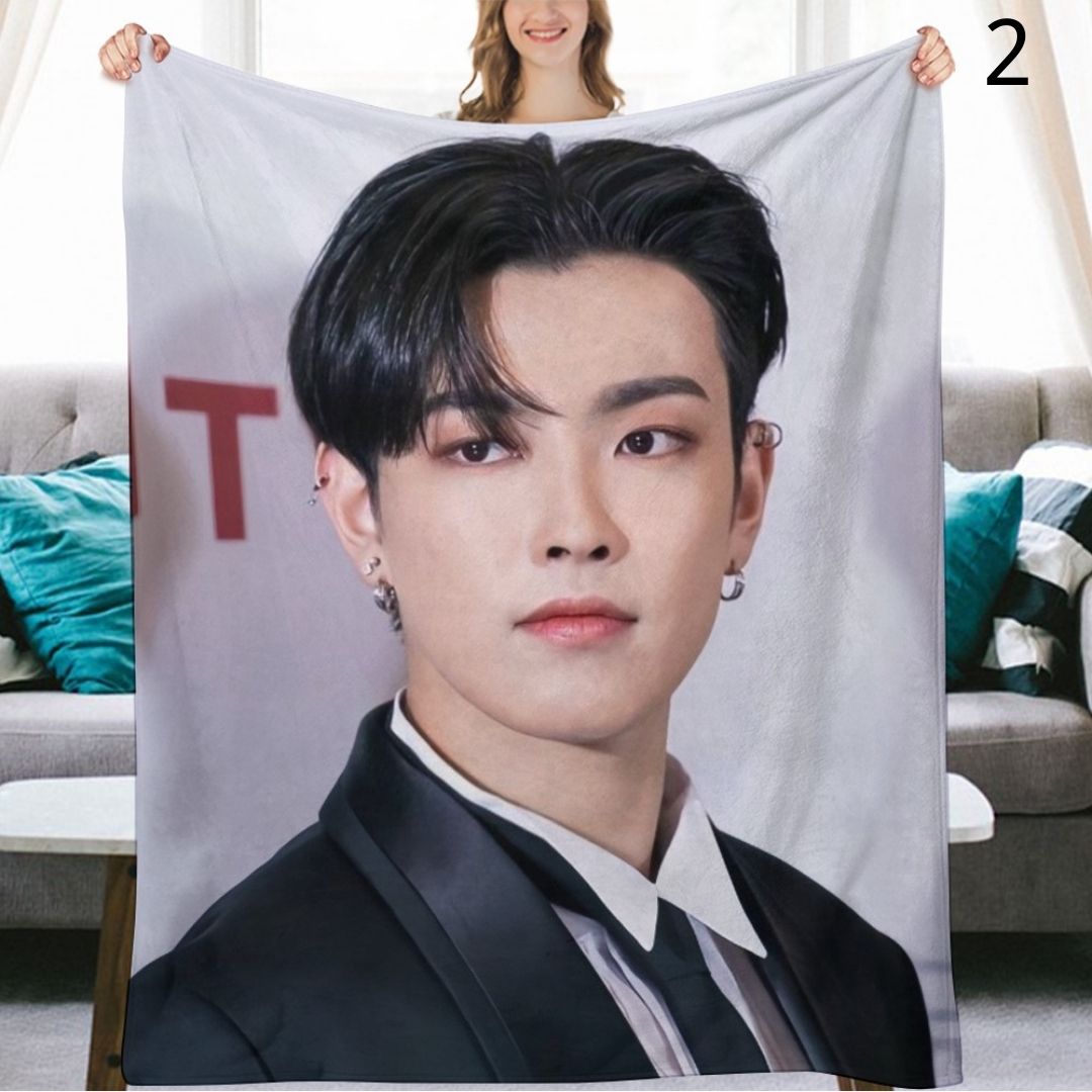 Ateez Hongjoong Blanket, Ateez Flannel Throw Blanket, Gifts for Atiny