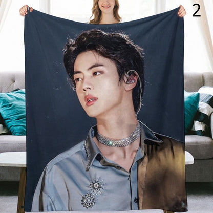 BTS Jin Blanket, BTS Bangtan Boys Flannel Throw Blanket, Gifts for Army