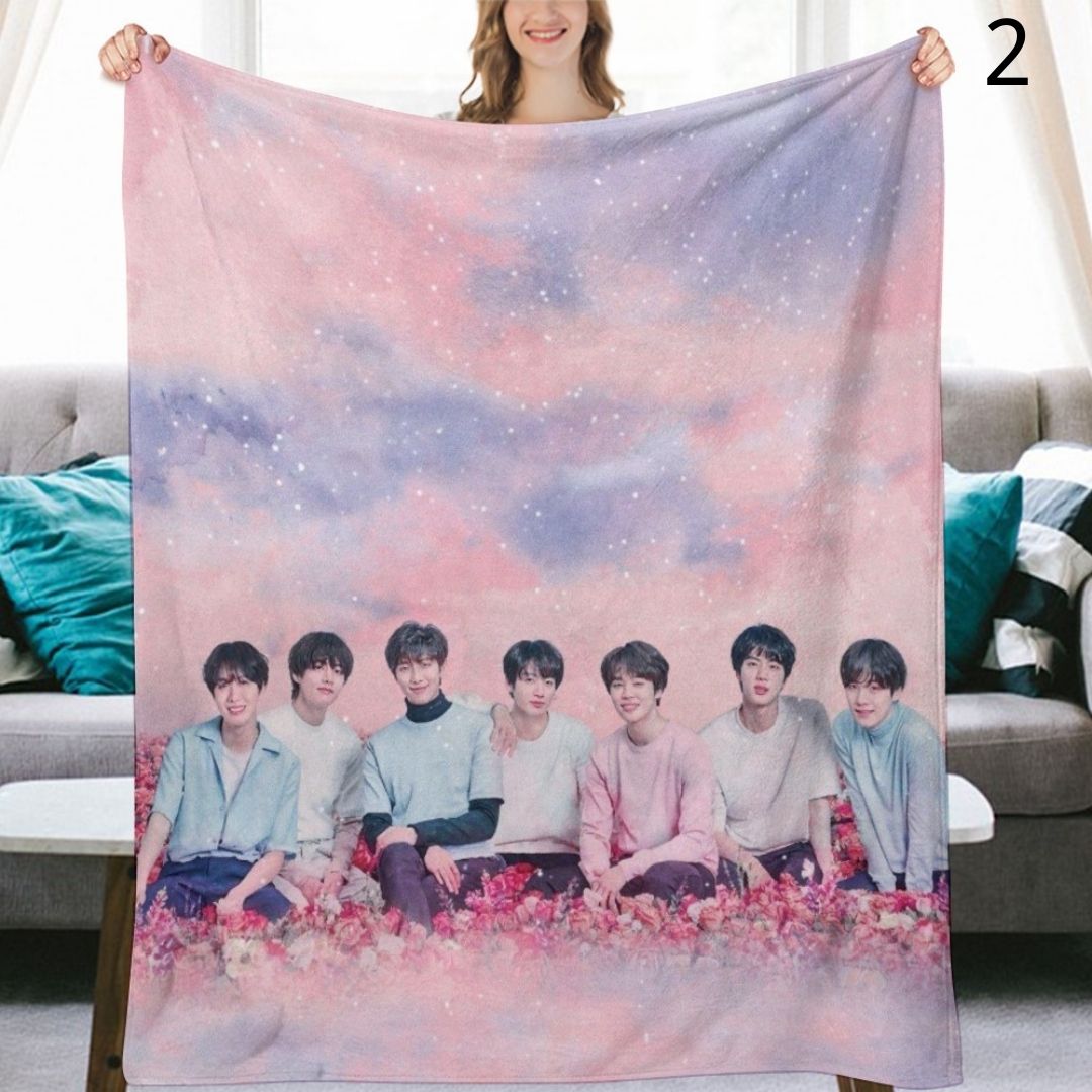 BTS Group Blanket, BTS Bangtan Boys Flannel Throw Blanket, Gifts for Army