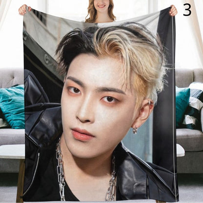 Ateez Hongjoong Blanket, Ateez Flannel Throw Blanket, Gifts for Atiny