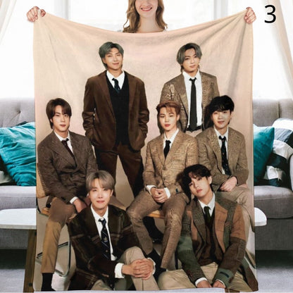 BTS Group Blanket, BTS Bangtan Boys Flannel Throw Blanket, Gifts for Army