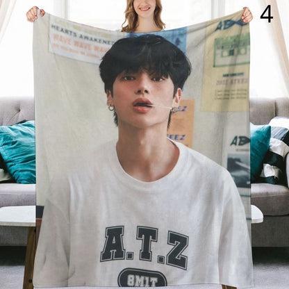 Ateez Wooyoung Blanket, Ateez Flannel Throw Blanket, Gifts for Atiny