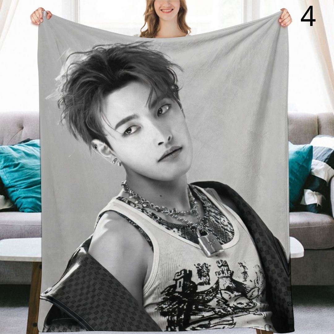 Ateez Hongjoong Blanket, Ateez Flannel Throw Blanket, Gifts for Atiny