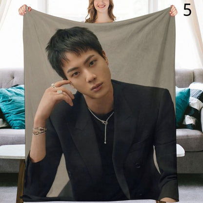 BTS Jin Blanket, BTS Bangtan Boys Flannel Throw Blanket, Gifts for Army