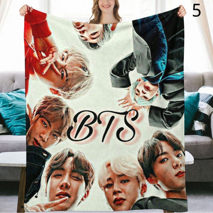 BTS Group Blanket, BTS Bangtan Boys Flannel Throw Blanket, Gifts for Army