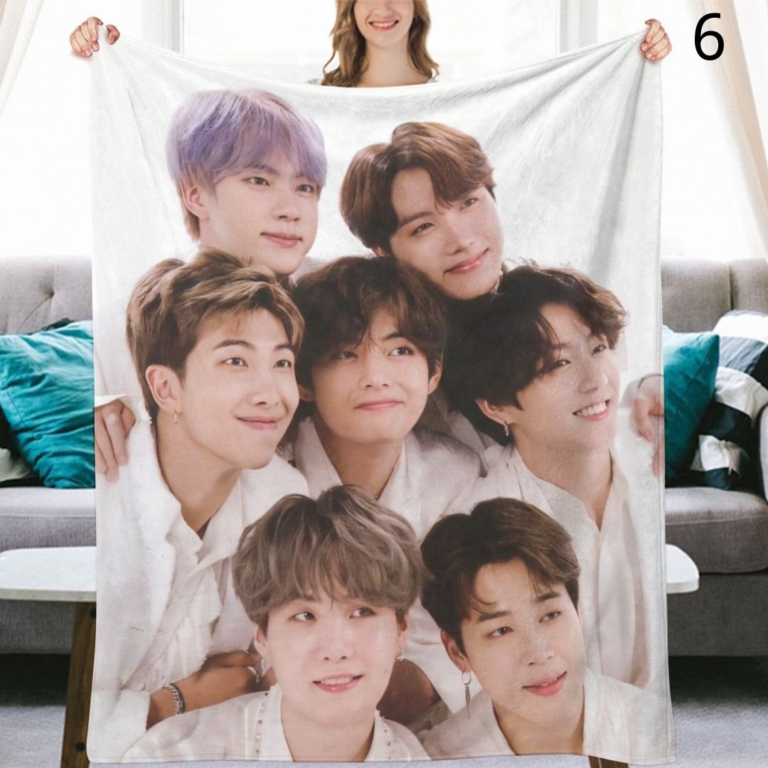 BTS Group Blanket, BTS Bangtan Boys Flannel Throw Blanket, Gifts for Army