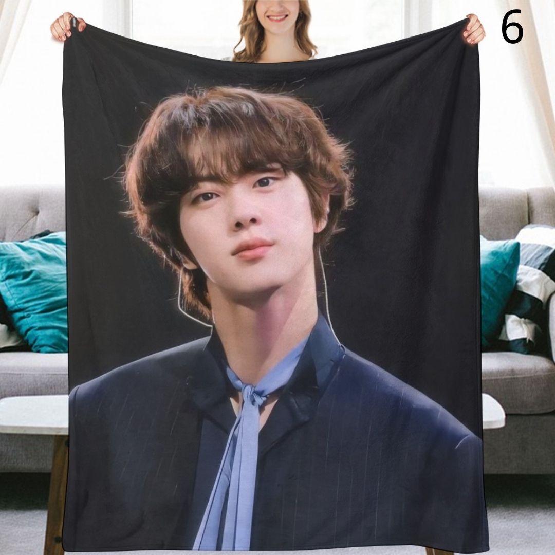 BTS Jin Blanket, BTS Bangtan Boys Flannel Throw Blanket, Gifts for Army