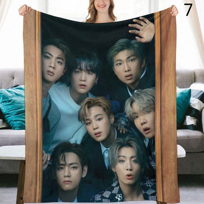 BTS Group Blanket, BTS Bangtan Boys Flannel Throw Blanket, Gifts for Army