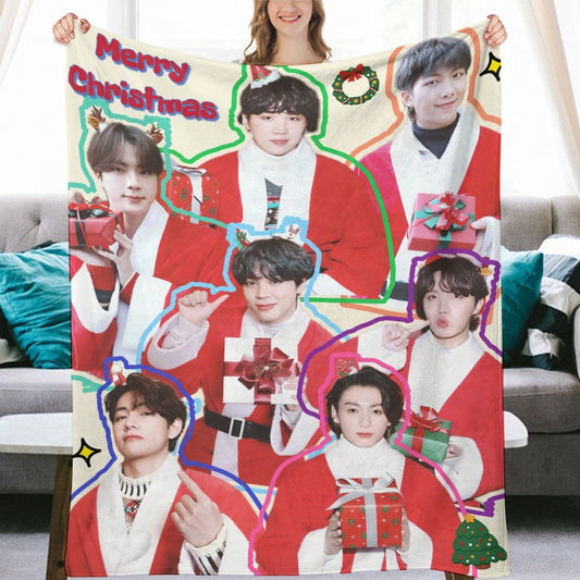 BTS Christmas Blanket, BTS Bangtan Boys Flannel Throw Blanket, Gifts for Army