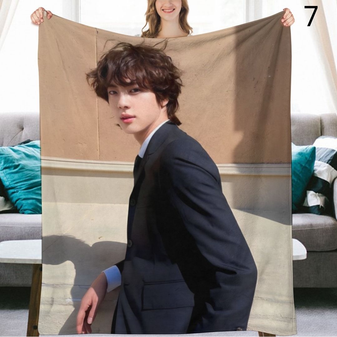 BTS Jin Blanket, BTS Bangtan Boys Flannel Throw Blanket, Gifts for Army