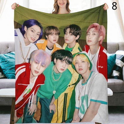 BTS Group Blanket, BTS Bangtan Boys Flannel Throw Blanket, Gifts for Army