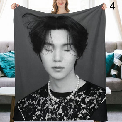 BTS Yoongi Suga Blanket, BTS Bangtan Boys Flannel Throw Blanket, Gifts for Army