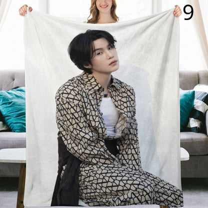 BTS Yoongi Suga Blanket, BTS Bangtan Boys Flannel Throw Blanket, Gifts for Army