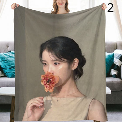 IU Blanket, IU Lee Ji-eun Soloist Flannel Throw Blanket, Gifts for Uaena