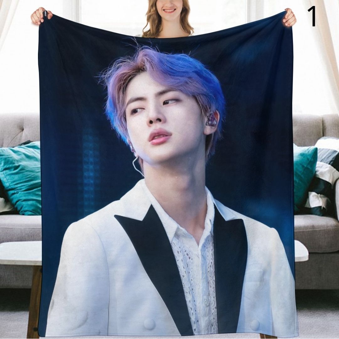 BTS Jin Blanket, BTS Bangtan Boys Flannel Throw Blanket, Gifts for Army